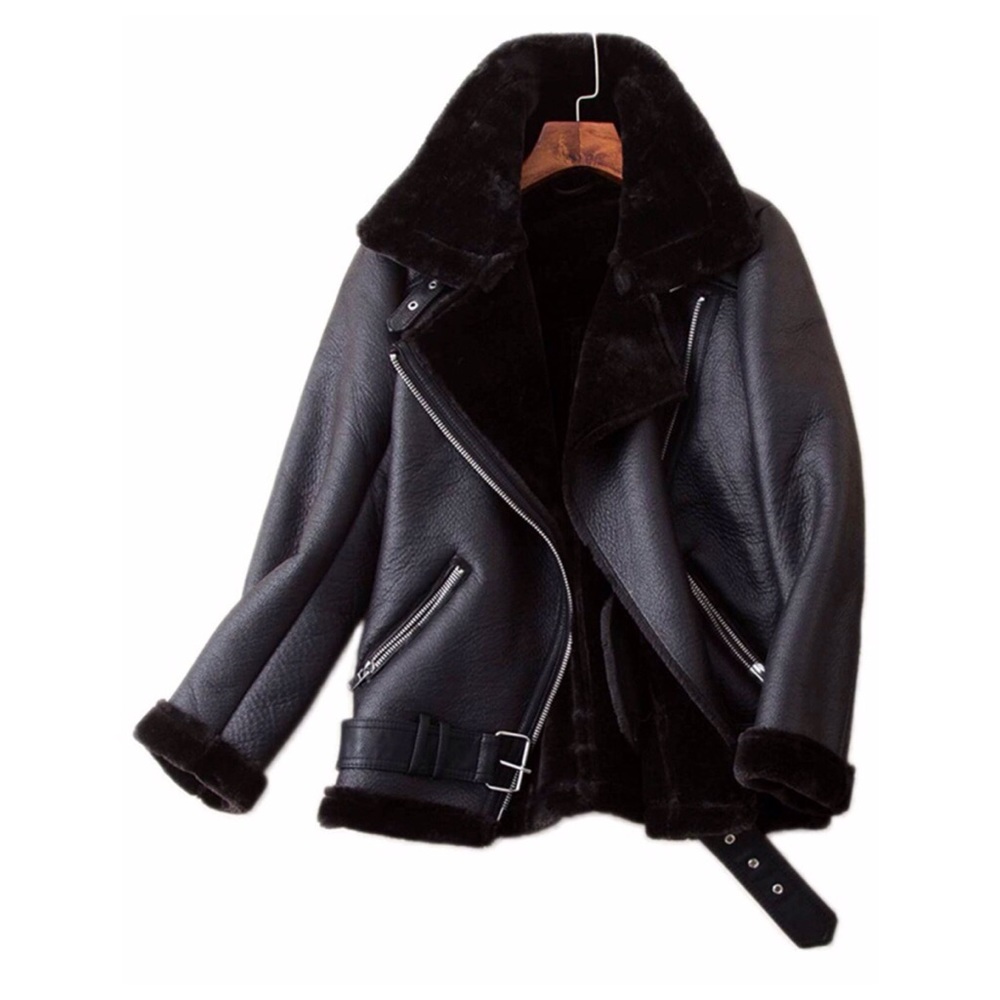 Faux Shearing Moto Jacket Thick - NWT - Large